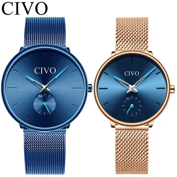 

CIVO 2pcs Fashion Casual Couple Watches Men Women Top Brand Luxury Quartz Watch Set Waterproof Mesh Strap Weistwatch Reloj Mujer