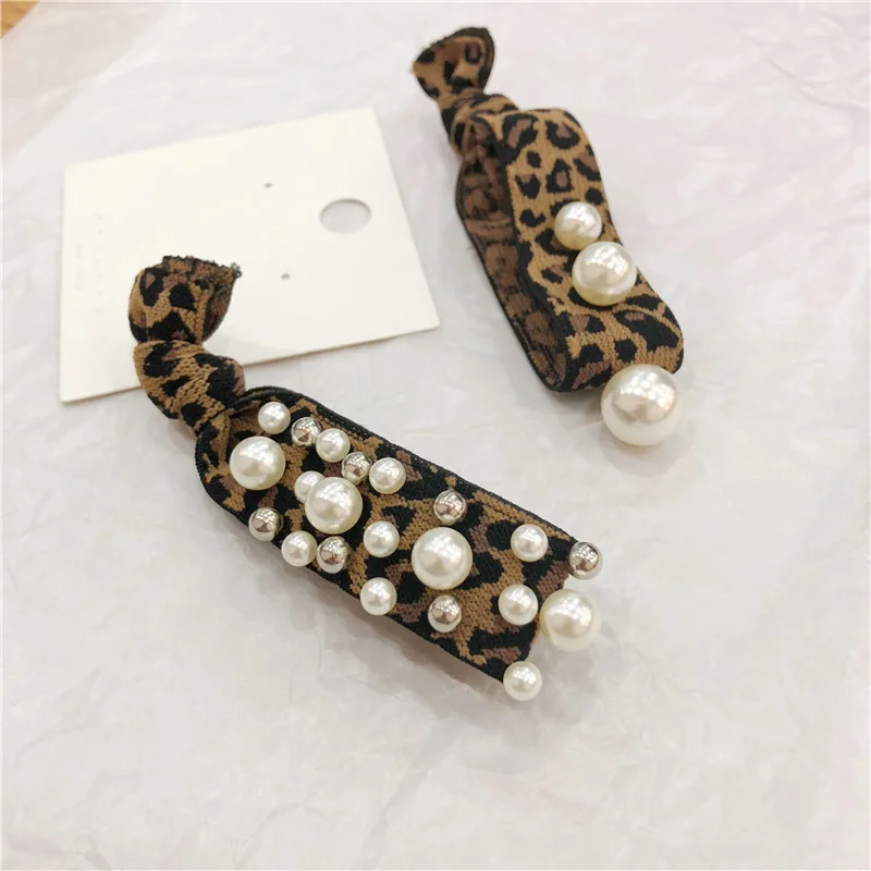 

High Elastic Hair Band Pearl Stretch Gum For Hair Leopard Ponytail Holder Ladies Scrunchies Hair Ropes Women Hair Accessories