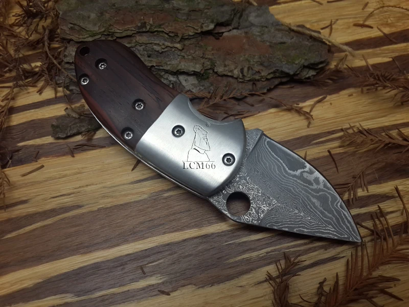 LCM66 Damascus Folding Knife,Blade Cocobolo+Steel Handle Survival Knives,Mini Rescue Pocket Knife,Gift Knives Tools LCM66 Damascus Folding Knife,Blade Cocobolo+Steel Handle Survival Knives,Mini Rescue Pocket Knife,Gift Knives Tools