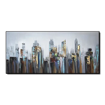 

Gray Color Abstract City Landscape Art Handmade Oil Painting Modern Canvas Wall Art Painting Home Decoration Free Shipping