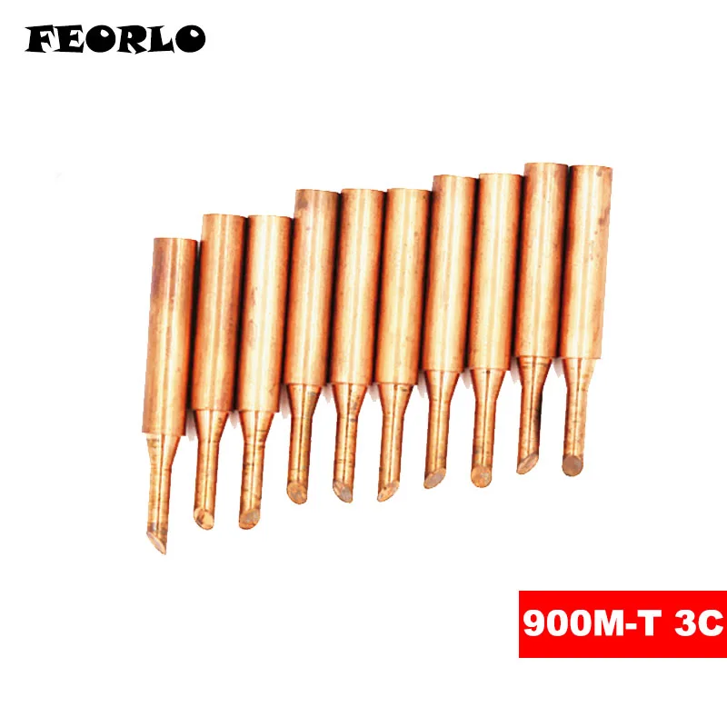 

FEORLO 10 pcs/lot 900M-T-I pure copper iron tip lead-free K /SK/IS/B/I/1C/2C 3C /4C /5C/3.2D/2.4D/1.6D/1.2D/0.8D soldering Tip