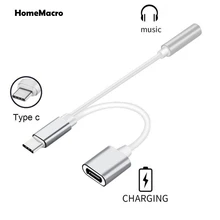 Адаптер с разъемом типа C до 3,5 мм для аудио наушников 2 в 1 зарядное устройство с аудиоразъемом адаптер преобразования для Xiaomi Redmi Note 7 mi 9