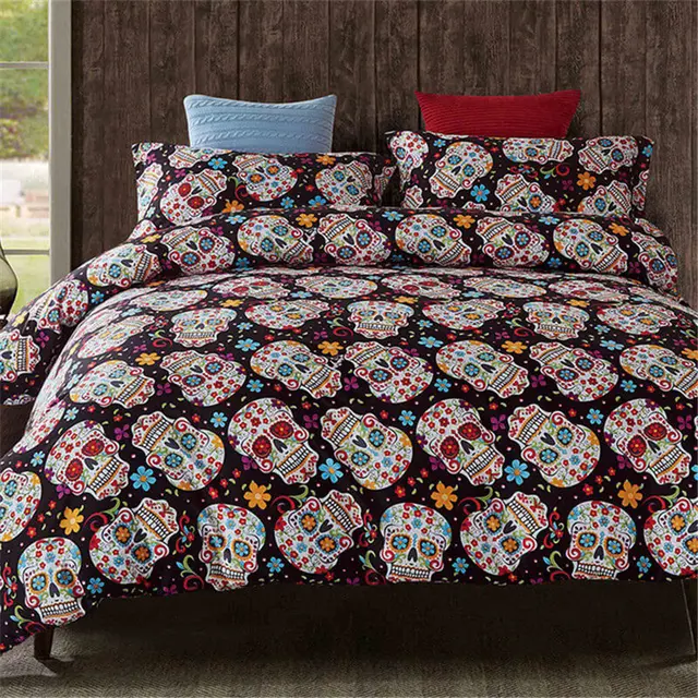 leradore fashion skull bedding set home textile bed duvet cover set halloween twin full queen king