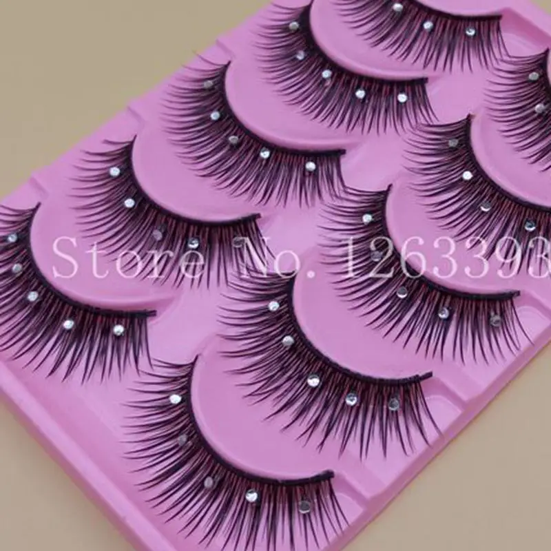 

YOKPN 5 Pairs False Eyelashes Acrylic Crystal Art Natural Length Long Fake Eye Lashes Thick False Eyelashes Beauty Makeup Tips
