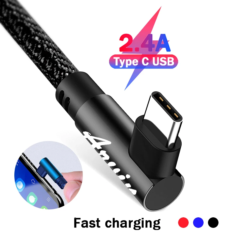 

Arvin USB Type C Cable 90 Degree Fast Charging Usb C Cable Type-C Data Cord Charger Usb-C For Samsung S8 S9 Xiaomi 9 8 7 Devices