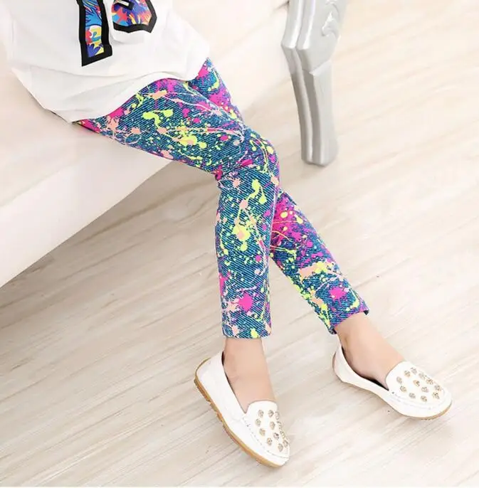 

VEENIBEAR Newest Summer Girl Leggings Spring Flower Print Kids Leggings Baby Girl Pants Children Pants Girl Clothes 2-13 Years