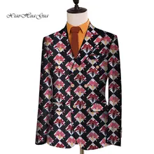 Африканский Для мужчин одежда Дашики Базен фантазии Пиджаки пиджак Африка Топы; пальто цветок Для мужчин Блейзер свадебное платье костюм Повседневное WYN674