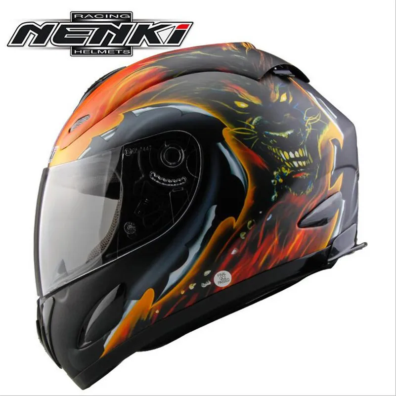 

NENKI Skull Printing Motorcycle Full Face Riding Helmet Men Women Motorbike Street Bike Motor Racing Helmet cascos para moto DOT