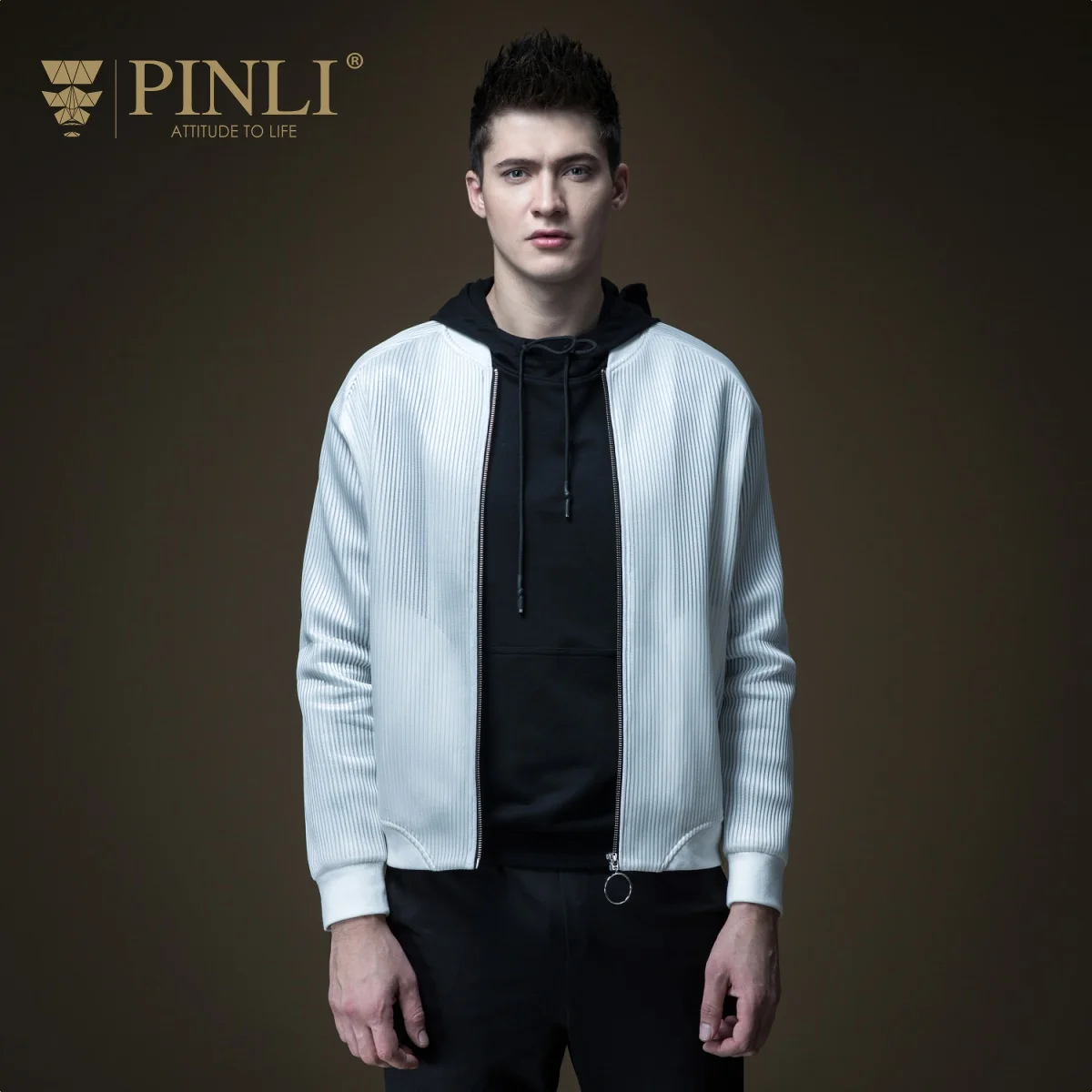 Jaqueta Masculino Pinli новая весенняя мужская бейсбольная куртка чистого цвета для развития нравственности B191304162 - Цвет: White