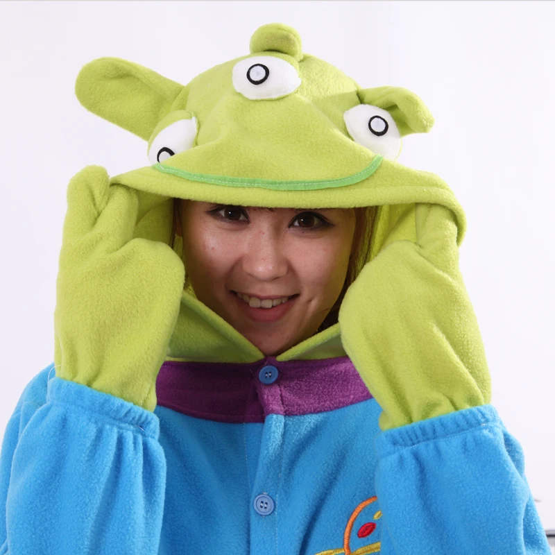 Three Eyes Monster Unisex Adults Fleece Hooded Onesie Pajamas Cute
