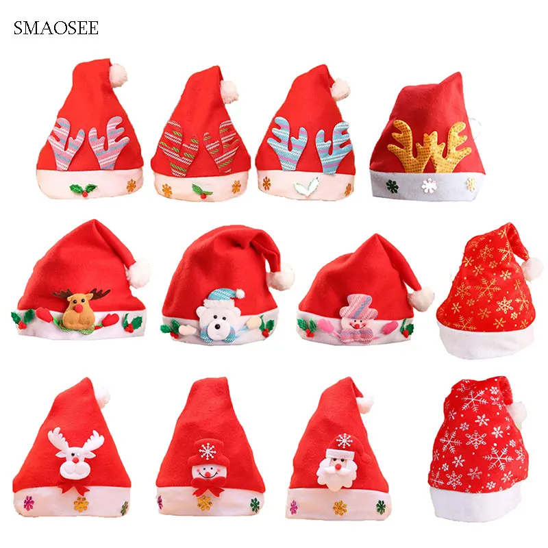 Multiple Xmas Hat Christmas Decoration For Home Supplies Santa Christmas Hats Children Adults Kids Cap For Christmas Party Props