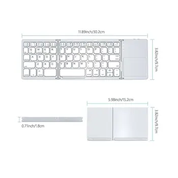 

Wireless Bluetooth Keyboard Foldable Touchpad Dual Mode USB Rechargable Portable for Windows IOS Android Phone Tablet PC L