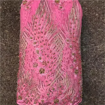 

2018 pink Latest French Nigerian Laces Fabrics High Quality Tulle African Laces Fabric Wedding African French Tulle Lace