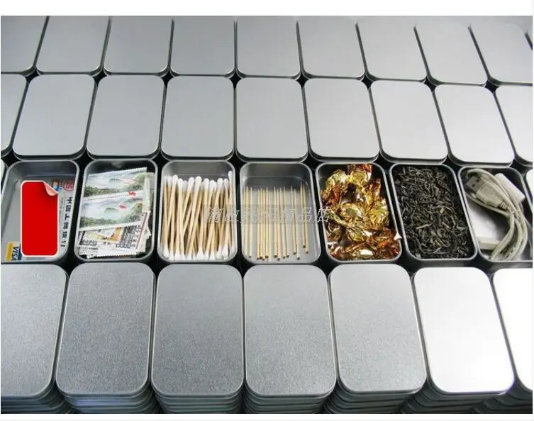 

Plain silver tin box 9.4cm x 5.9cm x 2.1cm, rectangle tea candy business card usb storage box case, 1pcs/lot Gift Iron Box