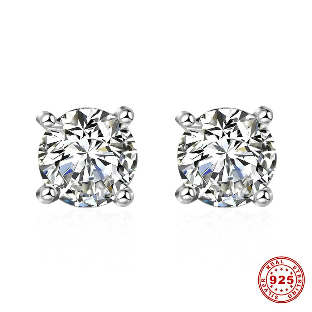 

Women earring 4 mm classic round zirconium S925 silver stud for women
