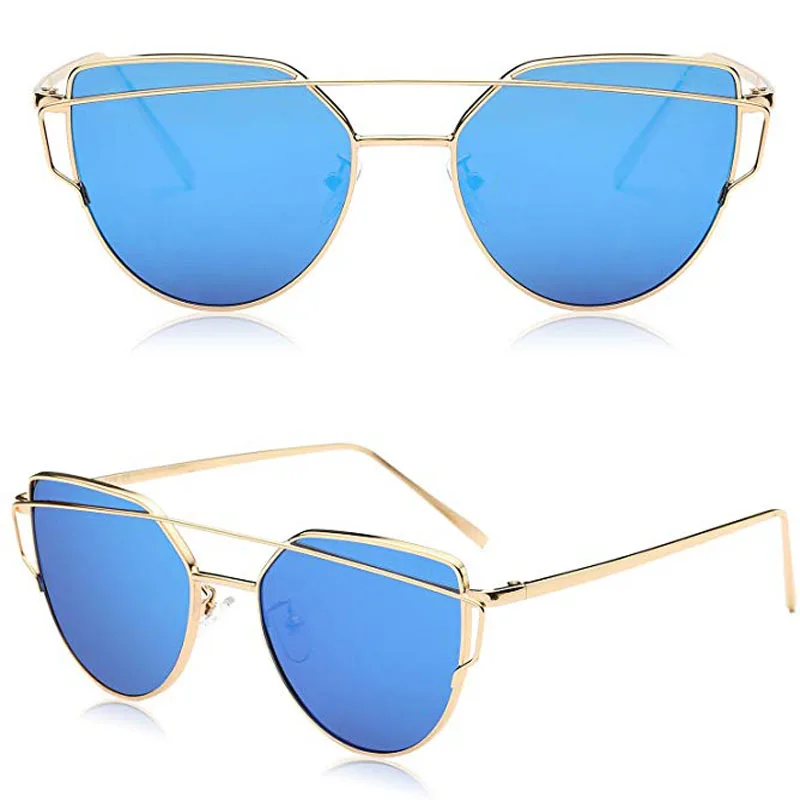 Солнцезащитные очки женские поляризованные в форме кошачего глаза винтажные металлические очки с отражающими стеклами для женщин плоские зеркало с линзой Ретро Oculos De Sol Gafas