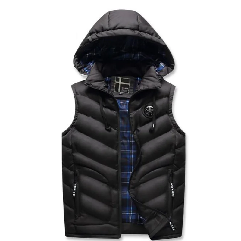 winter men's warm thick vest men sleeveless jacket male hooded hot waistcoat warm fur jacket and coat