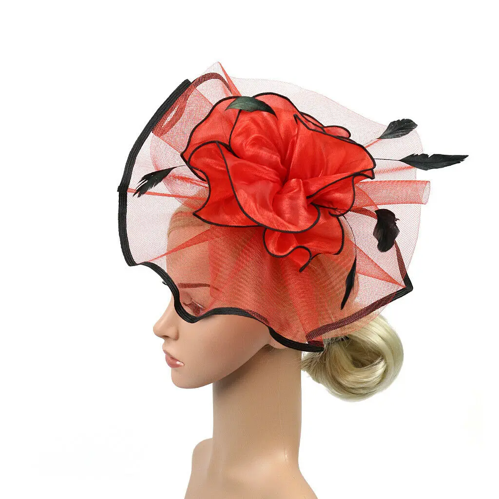 Ручной работы женские перьевые сетки цветочные чародейные шляпы ободок на голову, заколка аксессуары Fedoras