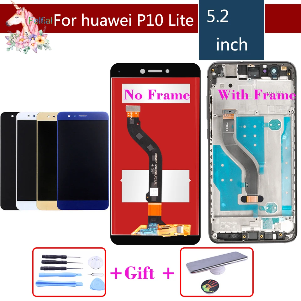 

Original For Huawei P10 Lite LCD Display Touch Screen Digitizer LCD With Frame Assembly WAS-LX2J WAS-LX2 Pantalla Nova Lite LCD