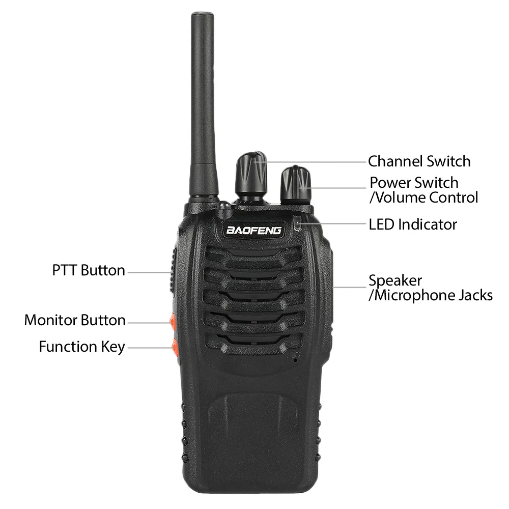 4 шт Baofeng BF-88E PMR Walkie Talkie 0,5 W UHF 446 MHz 16 CH Портативное двухстороннее радио с USB зарядным устройством для пользователей ЕС