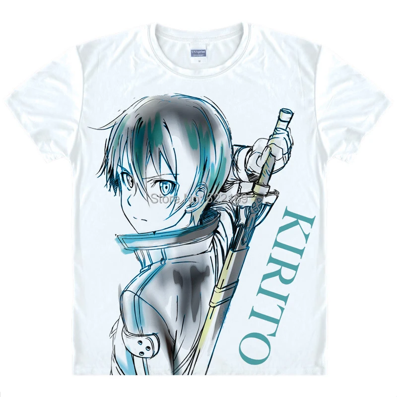 Camiseta de Kirito Kazuto kiergaya para hombre, camisa de Anime de animación japonesa, ropa de Cosplay, Art Online, novedad de heat transfer equipmentclothing summer - AliExpress