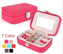 Color azul Portable de cuero caja de vestir princesa regalo de cumpleaños / maquiagem / ataúd