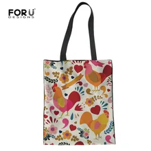 FORUDESIGNS/курица большой мешок экологически ткани Повседневное Для женщин торгового печати путешествия Маркетинг плечо складной Сумки для дам