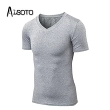 Футболка футболка мужская футболки футболки мужские футболки мужчин Мужская Спортивная Футболка v-образным вырезом Короткие рукава плотно фитнес бег Быстросохнущий баскетбол Лето сплошной цвет тренажерный зал топы