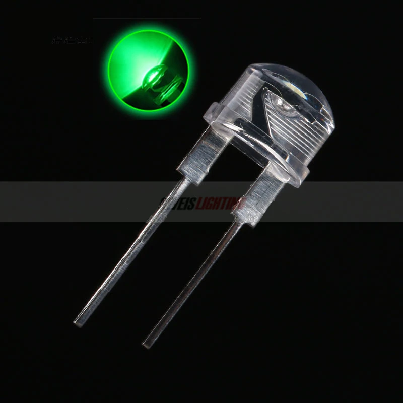 

50pcs 8mm/f8 Straw Hat LED Green 0.5W Transparent 515nm-525nm Wide Angle Water Clear Lamp Light Beads