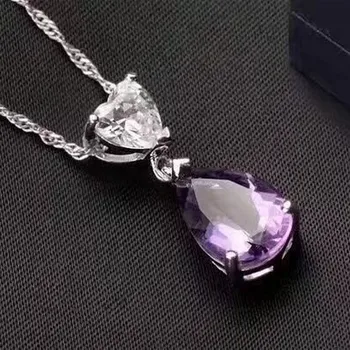 

Fidelity natural 8*12mm yellow or purple Brazil crystal pendants s925 sterling silver simple fine jewelry women natural gemstone