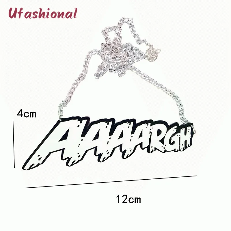 Женское панк ожерелье, индийские цепочки, большое слово, акриловая подвеска, массивное ожерелье, цинковый сплав, звенья цепи, модная Корейская
