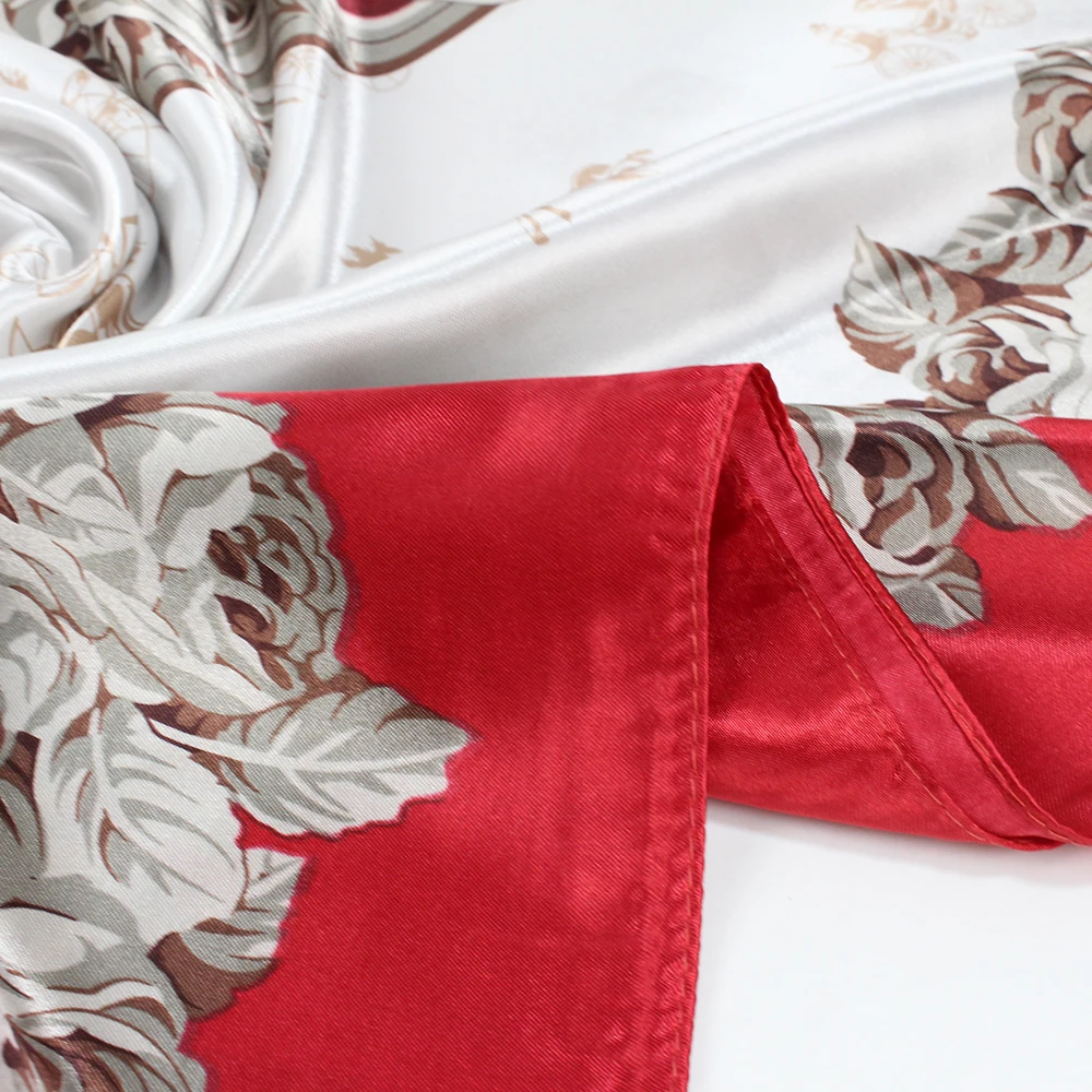 O CHUANG женский большой квадратный шелковый шарф с принтом 90*90 см, модные весенние и осенние атласные шелковые шарфы из полиэстера, Женская шаль
