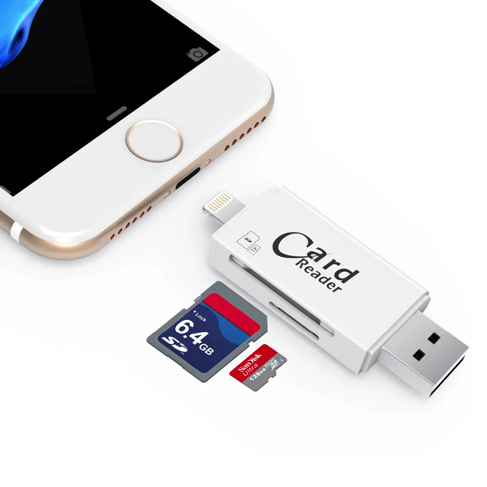 Kismo USB2.0 чтения карт памяти Micro SD карты OTG Lightning USB Card Reader для iPhone X 8 7 6 плюс 5S ipad телефонах Android