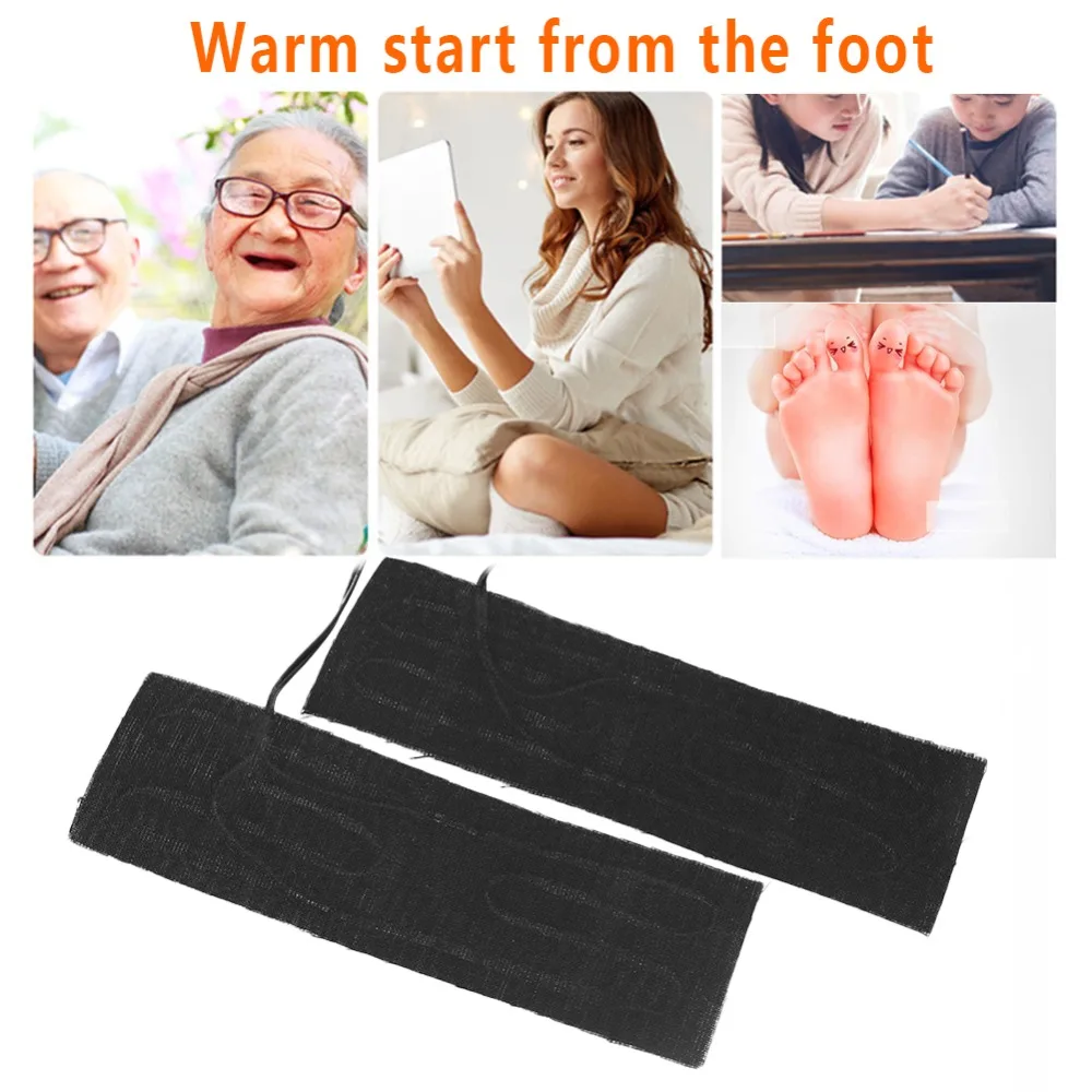 

Vehemo 2pcs Black 5V USB Carbon Fiber Heating Pad Electric Heating Pad Feet Warmer Car Interior Universal