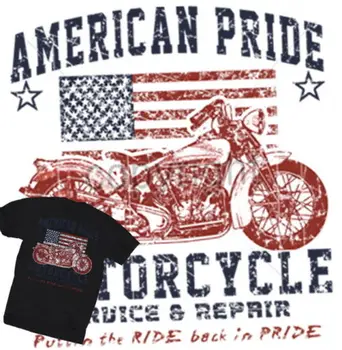

Men Tees Fashion Summer The New Fashion American Pride Motorcycle T-Shirt Classic Usa Biker Route 66 Motorcycle Fans Ride Tees