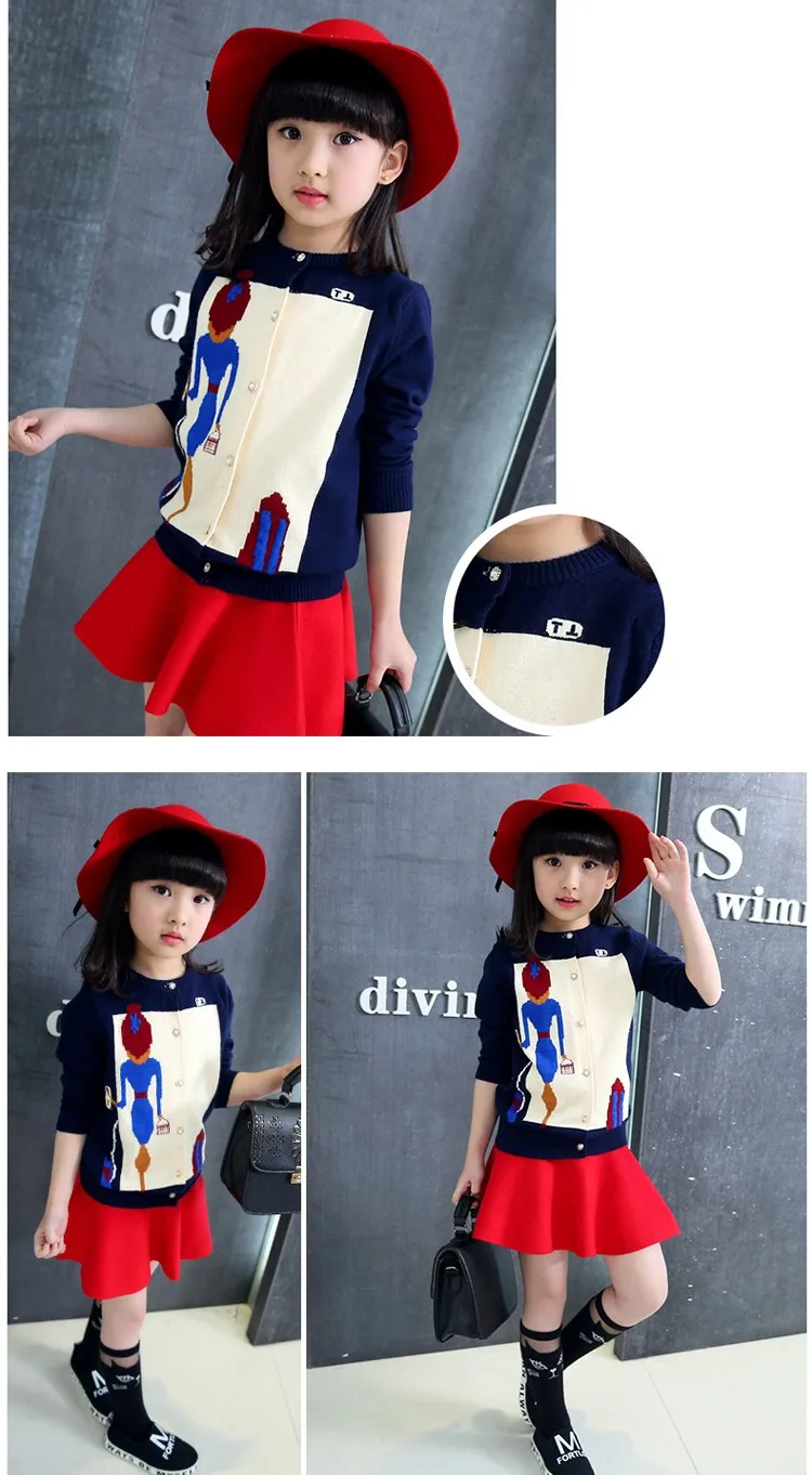 character knitting girls cardigan sweater kids red black long sleeve knitted girls sweater jacket winter autumn 2016 girls tops clothes 6 7 8 9 10 11 12 13 14 15 16 years old big little teenage girls knitted sweater clothing (6)