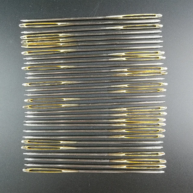Buy 10pcs Large Sewing Needles Gold Eye Needle Tone