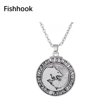 Рыболовный крючок полярный медведь монета ожерелье животное кулон ожерелье Модные украшения для мужчин и женщин Регулируемая цепочка Ожерелье
