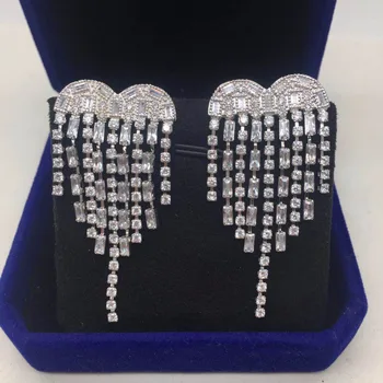 

Heart Shaped Taseel AAA Cubic Zirconia Stone Drop Earrings For Women Dress Accessories Party Jewelry