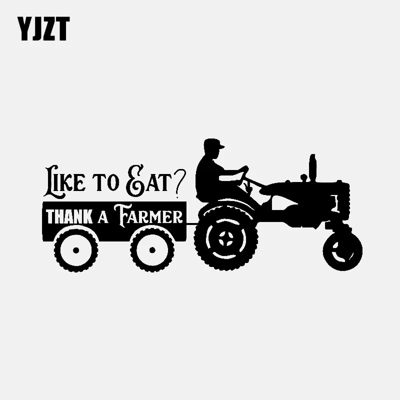 

YJZT 17.8CM*7.5CM Trucker Diesel Car Sticker Vinyl Decal LIKE TO GAT THANK A FARMER Black/Silver C3-0977