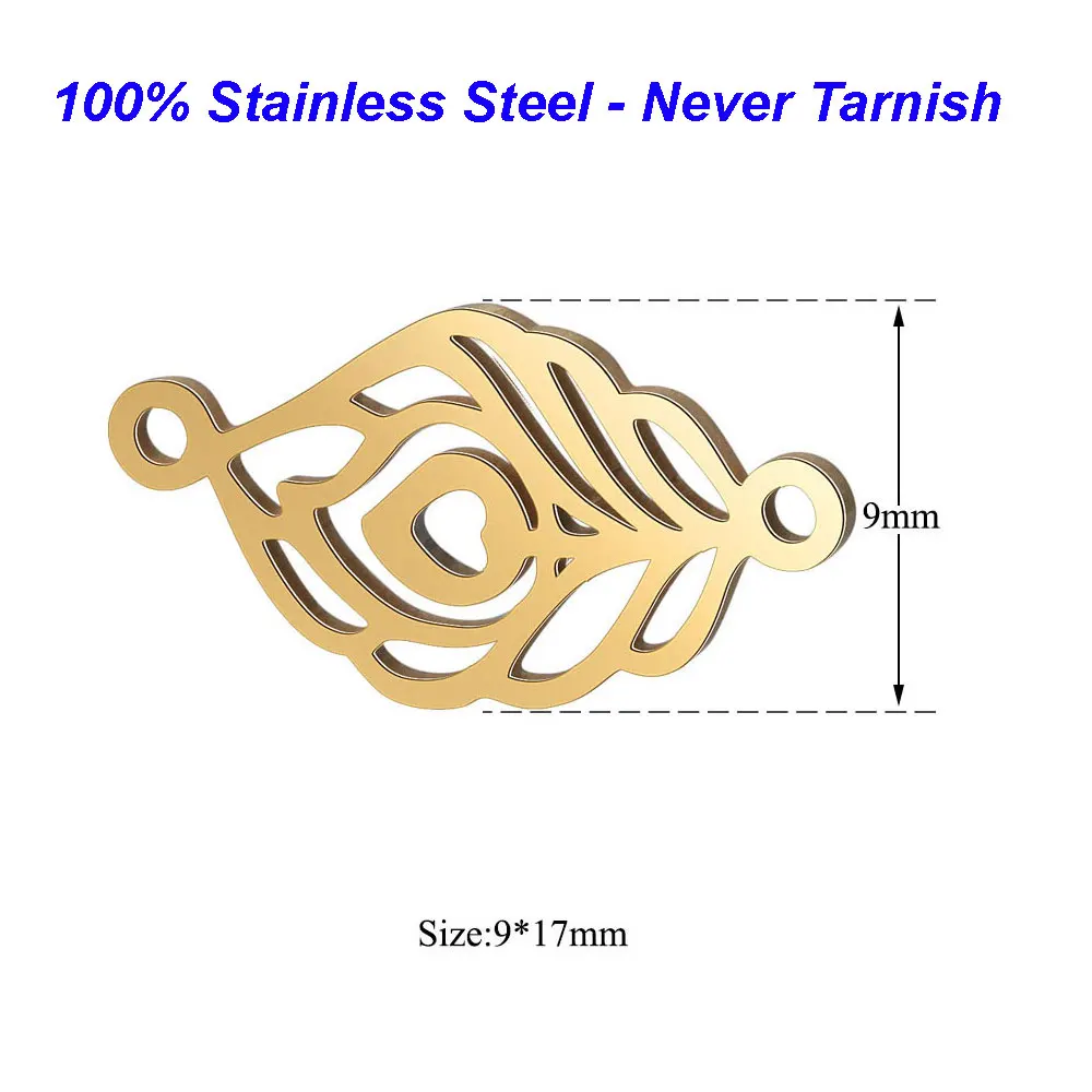 

5pcs/lot 100% Stainless Steel charms Leaf Charms Vnistar High Polish DIY Connectors for Bracelets Wholesale