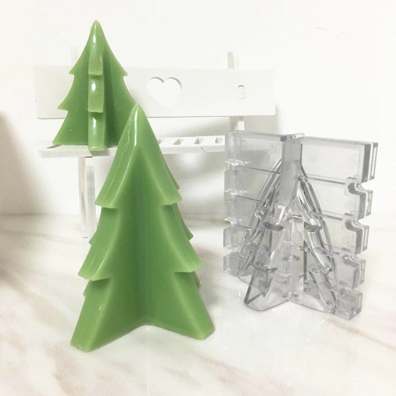 1pcs Cross Shape Christmas Tree Candle Plastic Mould DIY Manual Mold Reusable for candles soap cakes chocolate jelly molds