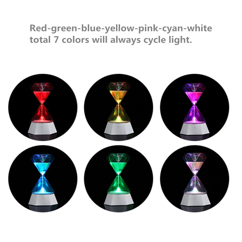 AIFENG Hourglass Night Lamp 15 Minutes Sand Hourglass Timer 7 Colors Changing Night Light For Living Room Bedroom Bedside Lamp