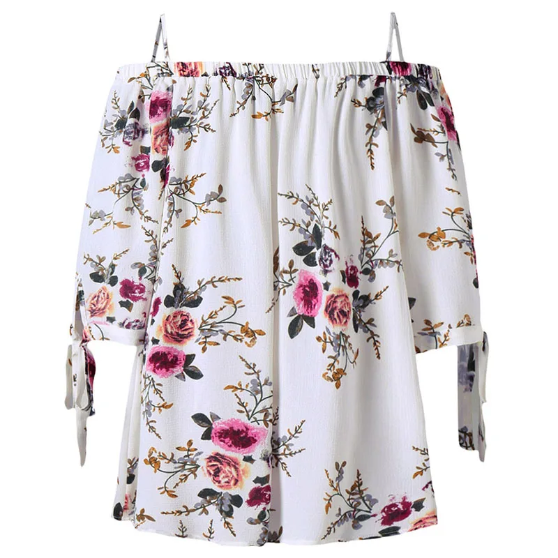 PlusMiss размера плюс 5XL со спущенными плечами женская одежда Boho Цветочный принт