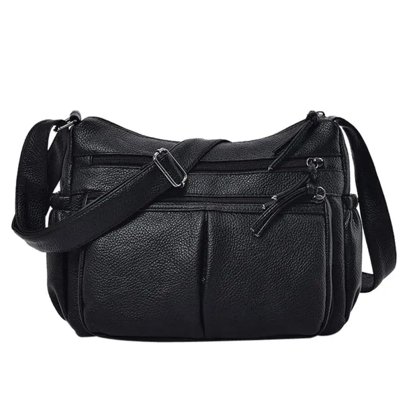 Women Messenger Bags Vintage Retro Leather Black Crossbody Bags For Women Shoulder Bag Travel ...