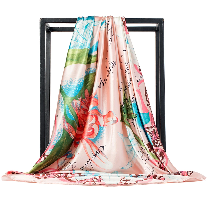 O Чжуан шарфы Для женщин модные Элитный бренд minkulul шали для хиджабы, с большим квадратным носком шелковый шарф 90*90 см