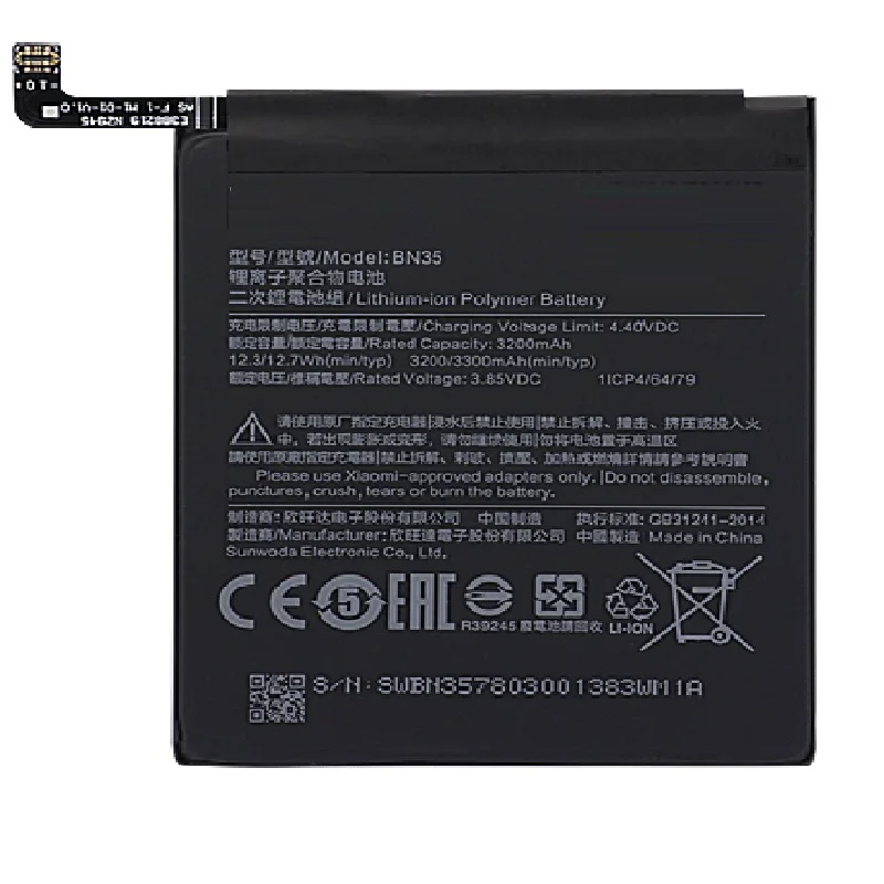 

Battery BN35 For Xiaomi Redmi 5 5.7" Replacement Battery 3200mAh High Capacity Phone Batteries Free Tools