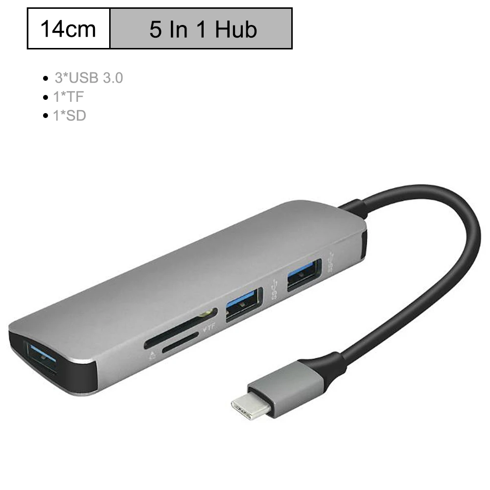 5 в 1 USB C концентратор type C концентратор для HDMI Ethernet мульти USB 3,0 порт адаптер для MacBook Pro Air Dock USB-C концентратор - Цвет: 1