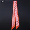 Women Foulard Luxury Brand Fashion Chain Geometric print Skinny Small Bag Twill Silk Scarf Ribbon Head Hair Handle Tie Scarf 3