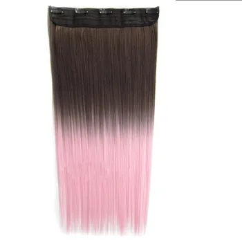

JOY&BEAUTY 24"/60cm 5 Clips Straight Ombre Synthetic False Hairpiece Clip in One Piece Hair Extensions For Women Girls 20 Colors